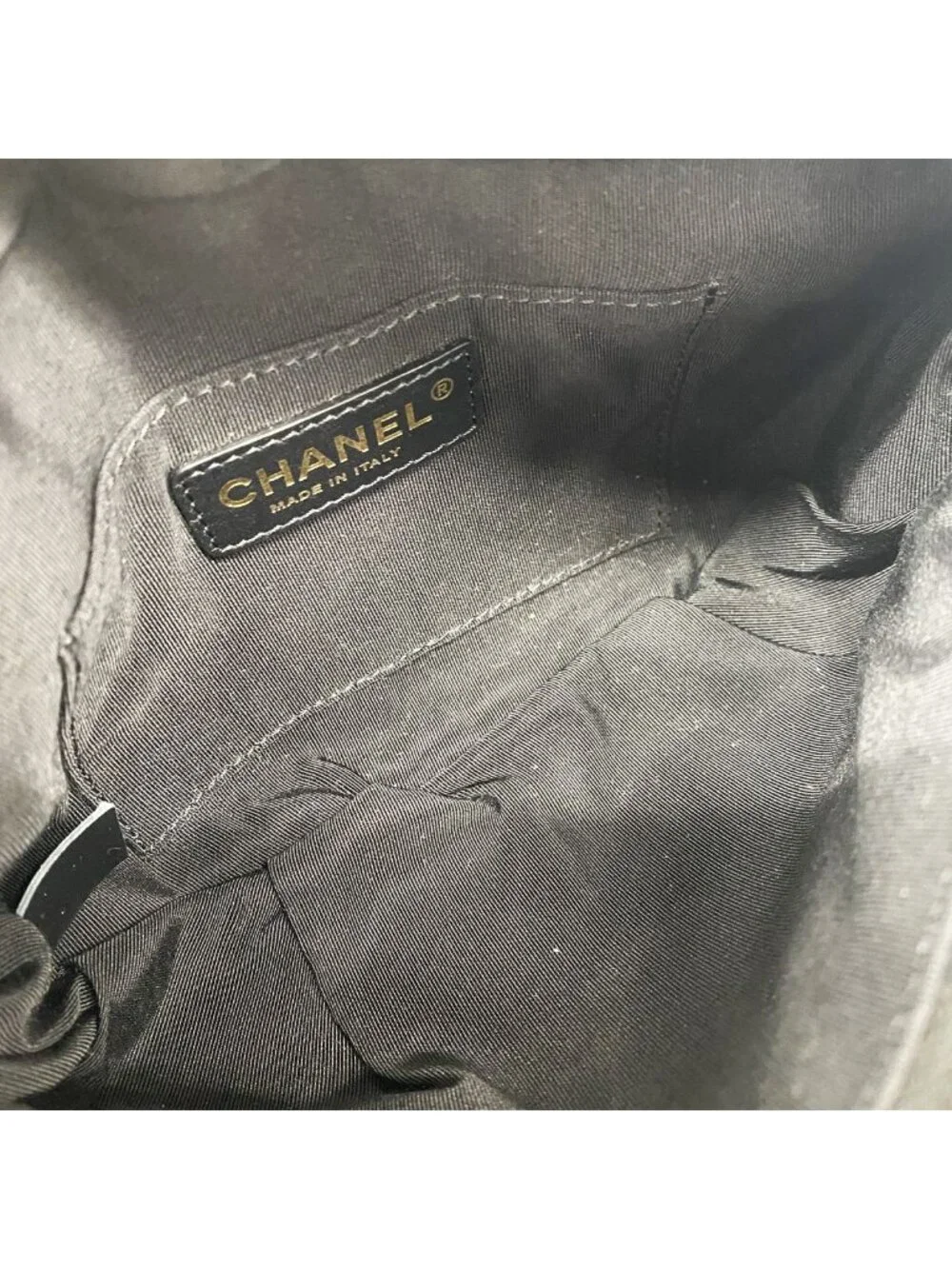 Chanel Waist Bag Quilted Leather Black Champagne Gold